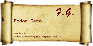 Fodor Gerő névjegykártya